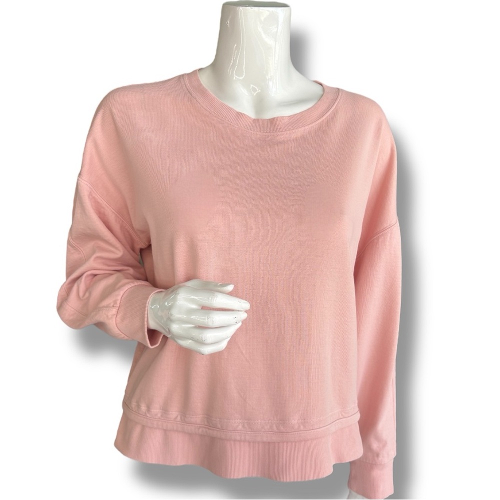 Athleta Pink Cotton Seasoft Crewneck Sweatshirt  Soft Relaxed Fit. Women SZ S/P